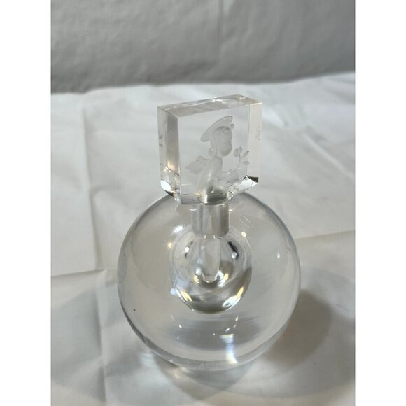 RARE STEUBEN SIGNED NUMBERED 14 CRYSTAL PERFUME BOTTLE ETCHED CHERUB IN STOPPER - Picture 4 of 16
